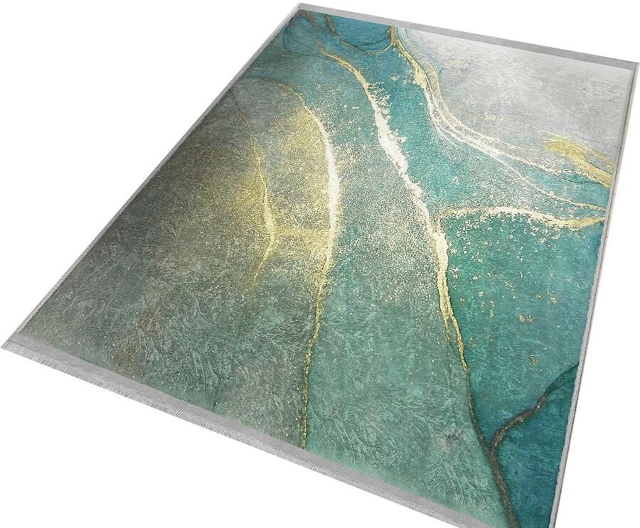 De Groen Home Vloerkleed 120x180cm Keukenmat Wasbaar Antislip Laagpolig Zacht Tapijt- Woonkamer tapijt Marmer patroon