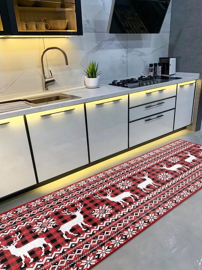 De Groen Home Rond Vloerkleed Ø180 cm Geometrische tekening Wasbaar Anti-slip Laagpolig Tapijt 10 mm zachte dikte - Foto 2