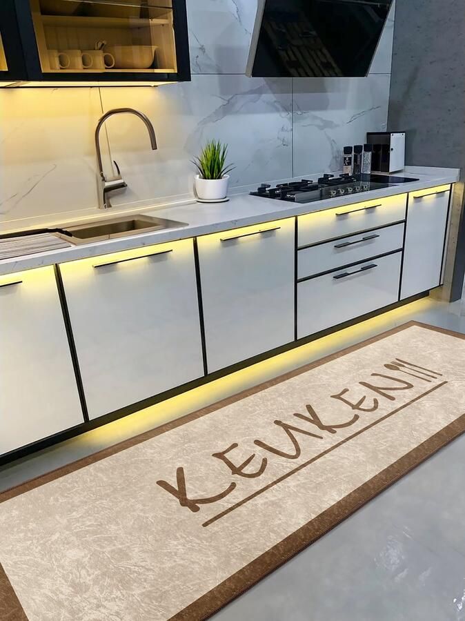 De Groen Home Vloerkleed 80x220cm Keukenloper Wasbaar Antislip Laagpolig Zacht Tapijt