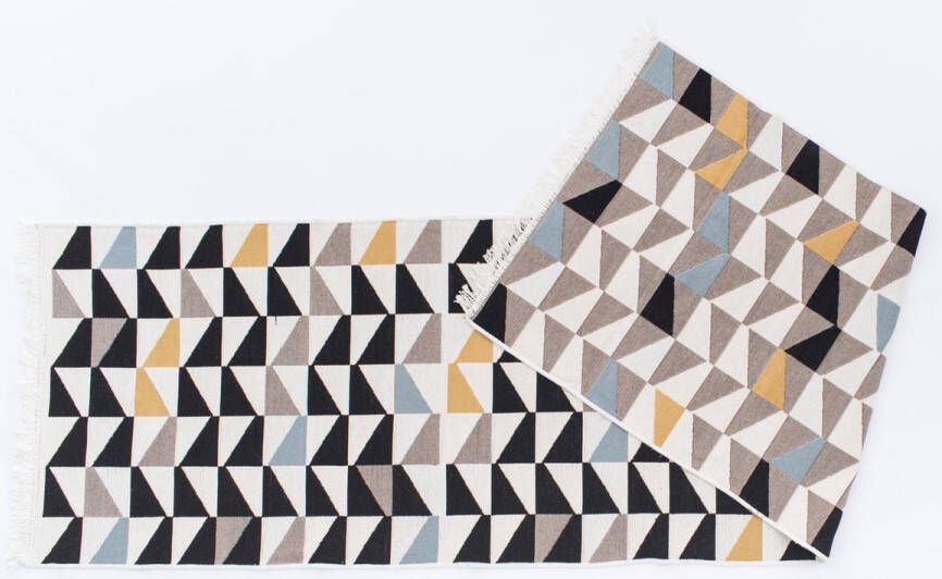 De Groen Home Kelim vloerkleed 80x300 cm Tapijtloper Puzzel patroon Katoen tapijt Kilim Keukenloper- Machinewasbaar