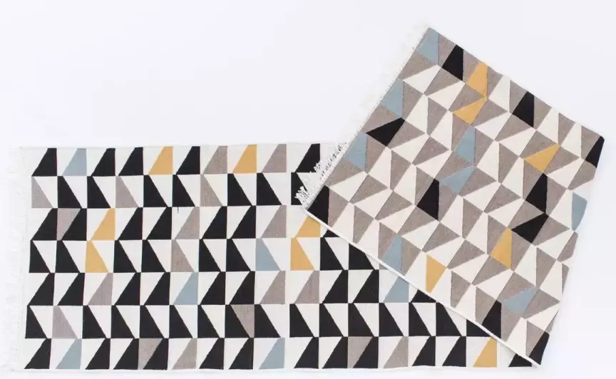 De Groen Home Kelim vloerkleed 80x300 cm Tapijtloper Puzzel patroon Katoen tapijt Kilim Keukenloper- Machinewasbaar