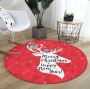 De Groen Home Rond Vloerkleed Ø120cm Merry Christmas & Happy New Year Wasbaar Antislip Laagpolig Tapijt Christmas Kerst Decor - Thumbnail 1