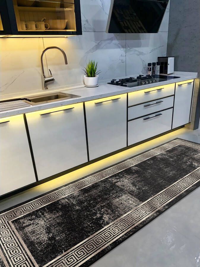 De Groen Home Rond Vloerkleed Ø150 cm Exotisch Bladeren 10mm zachte dikte Wasbaar Anti-slip Laagpolig Tapijt