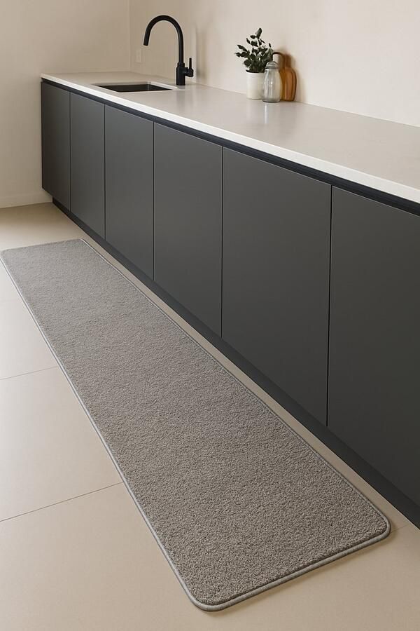 De Lange Trading Tapijt loper Tapijt Grijs Zacht Afgewerkt Tapijt Loper 80x200x cm Modern Tapijt Woonkamer Slaapkamer Eetkamer