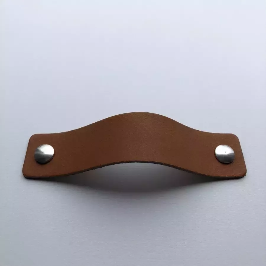 De Leermakers Leren handgrepen Cognac 4 stuks 15 x 3 cm