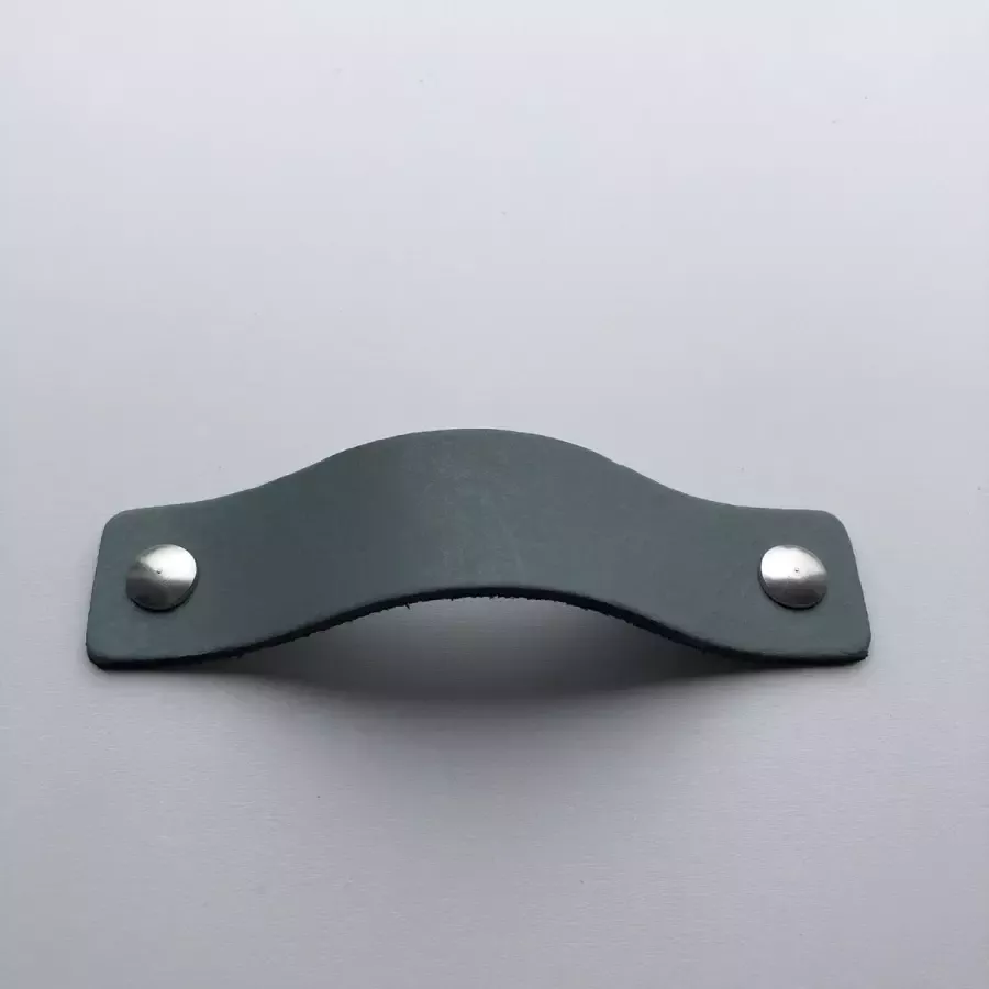 De Leermakers Leren handgrepen Grijsgroen 4 stuks 15 x 3 cm