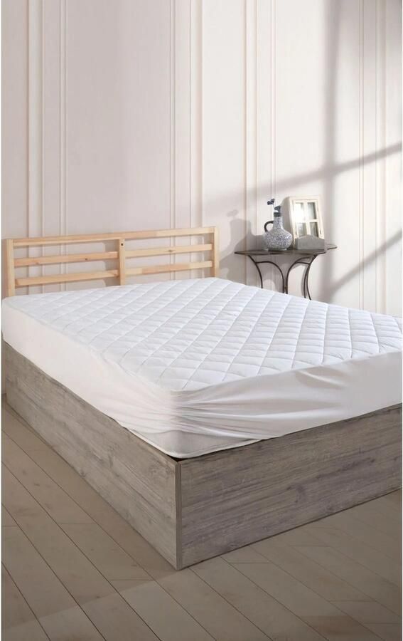 De Linde Home Matrasbeschermers Waterdicht Matrasbeschermer 200x220 cm Wit 100% Katoen Kapitone Gewatteerde Matrasbeschermer Fitted Hoeslakenbadstof Rondom Elastiek Waterdichte Matras Beschermer Incontinentie