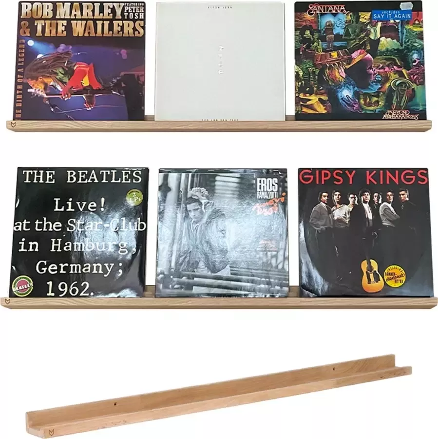 De List Vinyl Wandplank Eiken muurplank 100 cm 3 LPs ophangen aan de muur Handgemaakt LP ophangsysteem in de Achterhoek