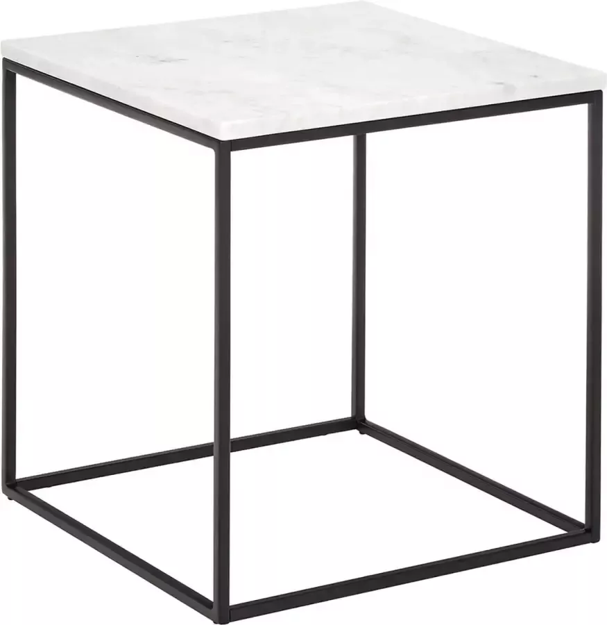 De Max Salontafel Marmeren bijzettafel Alys 45x50cm zwart frame wit marmer blad