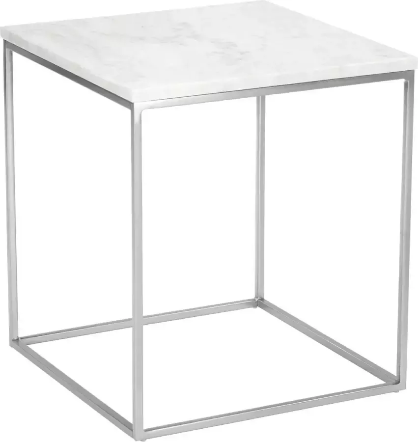 De Max Salontafel Wit Marmeren bijzettafel Alys 50x50x45 zilverkleurig frame