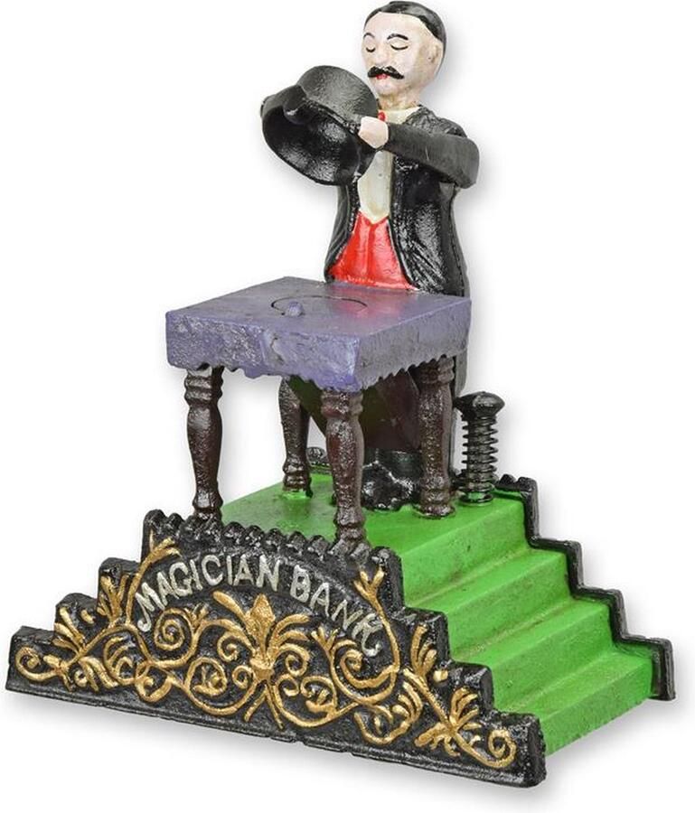 De Splinter B.V. EEN GIETIJZEREN GOOCHELAAR MECHANISCHE BANK