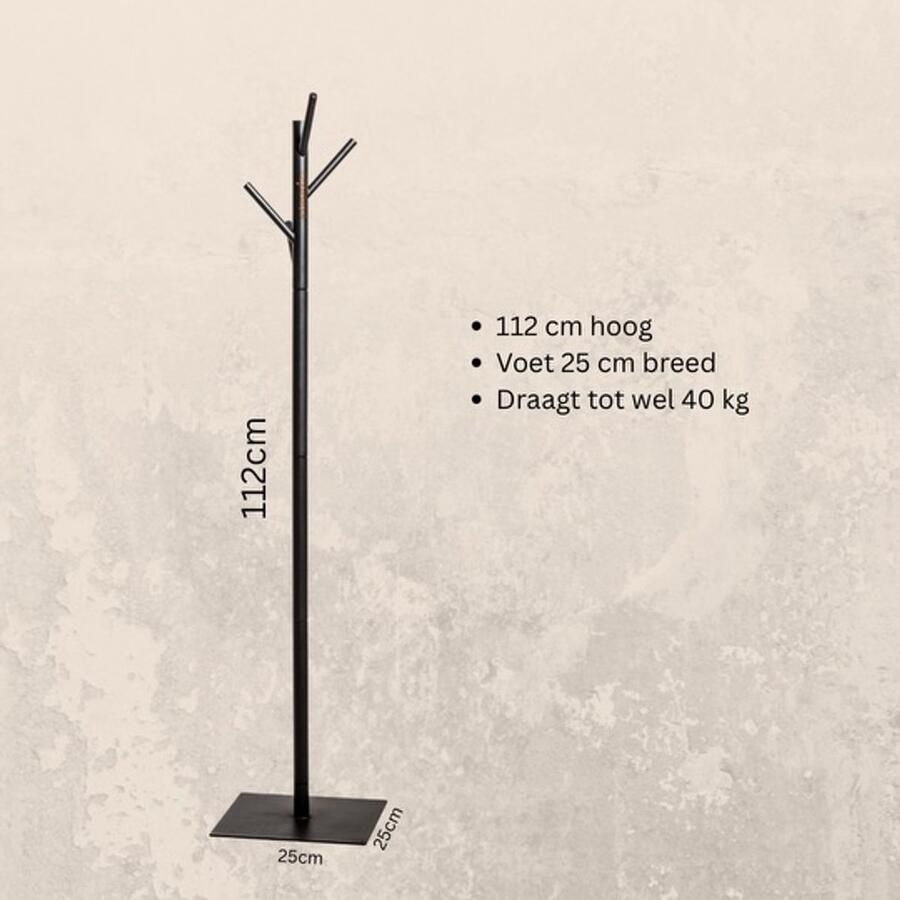 De Stands Moderne Staande Kapstok – Zwart Metaal