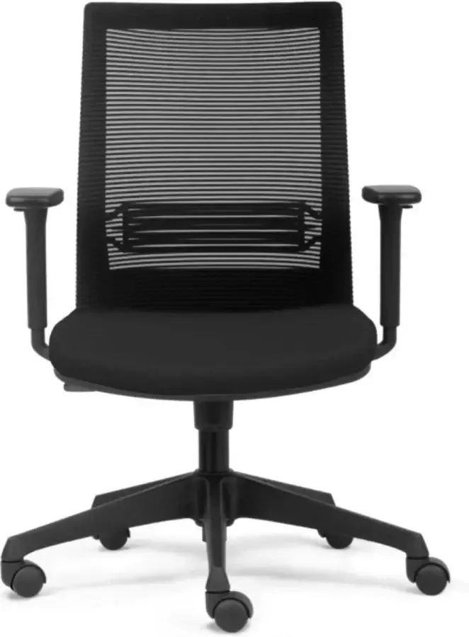 Deca Bureaustoel zwart Verstelbaar armleuningen in hoogte Kunststof voet Rug netbespanning