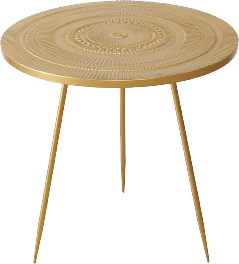 Deco by Boltze Bijzettafeltje El Dorado metaal antiek goud D61 x H58 cm Klassiek modern stijlvol glamour Bijze