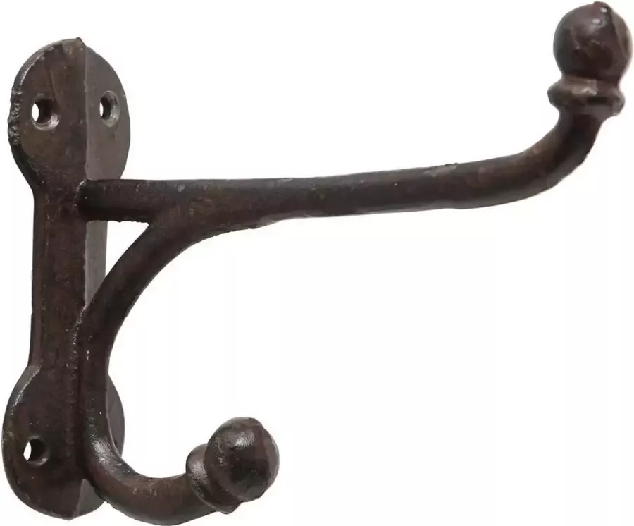 Deco by Boltze Jassen kapstok haken van staal H10 x B4 x L15 cm. Cast iron ophang haken in het bruin om te bevestigen aan de muur