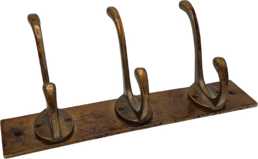 Deco4yourhome Kapstok Wandkapstok Deurkapstok 3 Haaks Antiek Goud Gold 35cm