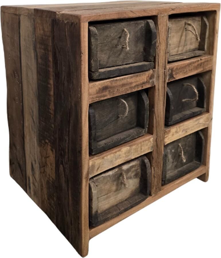 Deco4yourhome Nachtkastje Steenmallen Steenmalkastje 6 Lades Halkastje 42 5x36x50cm