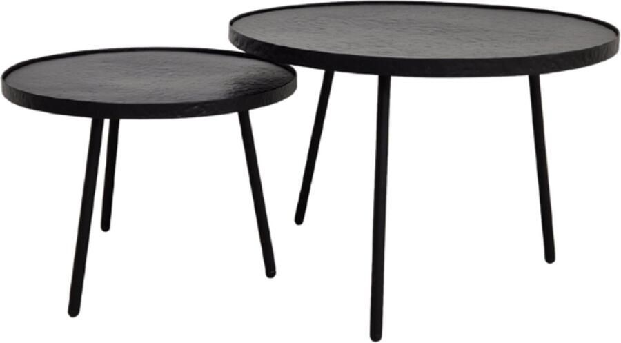 Deco4yourhome Salontafel set van 2 Metaal Ronde Salontafel Zwart Groot Monza Salontafelset