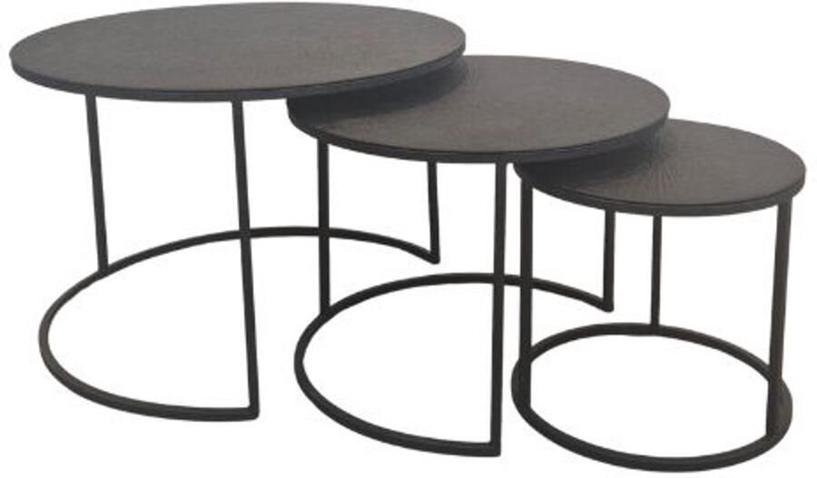 Deco4yourhome Salontafel set van 2 Metaal Ronde Salontafel Zwart Groot Monza Salontafelset - Foto 2
