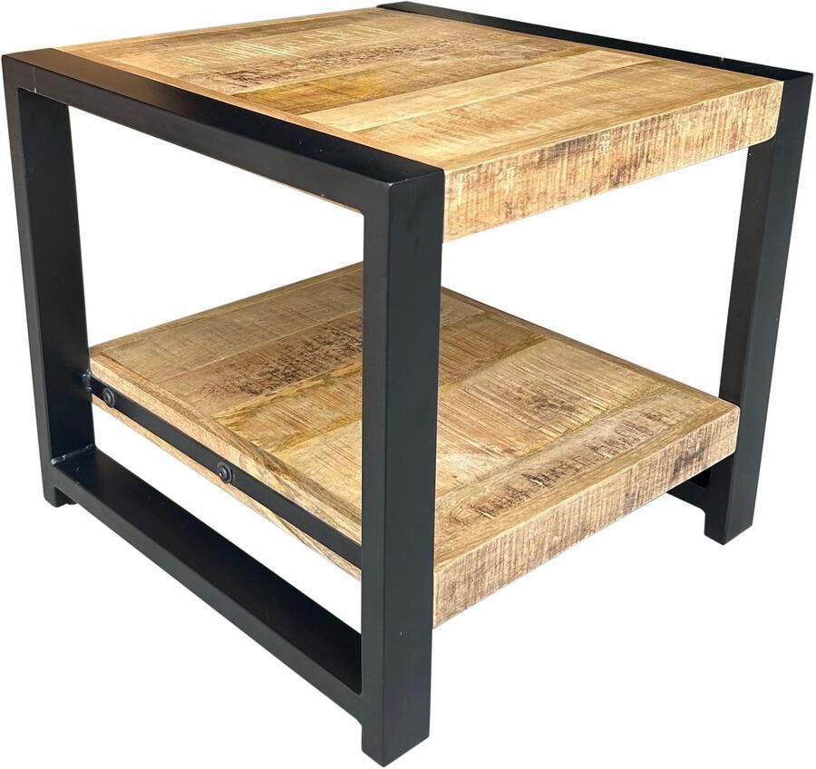 Deco4yourhome Salontafel Vierkant Naturel Zwart 50cm Meli