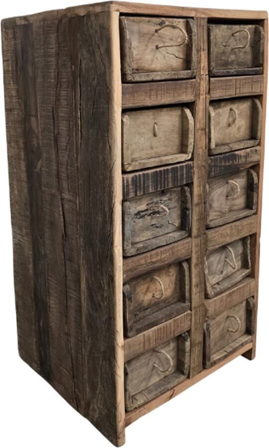 Deco4yourhome Steenmalkastje Nachtkastje 77cm hoog 10 Lades Halkastje Gangkastje