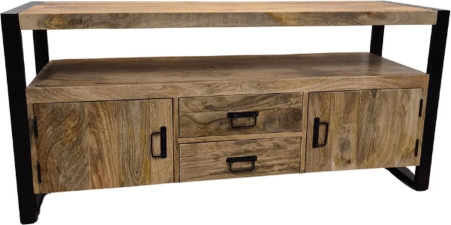 Deco4yourhome Tv Dressoir Mangohout 150cm Staal Dressoir TV Meubel