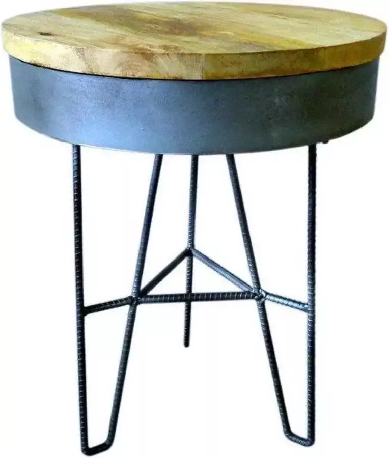 Deco4yourhome IJzeren Salontafel met Houten Blad S Natural Iron Rustic