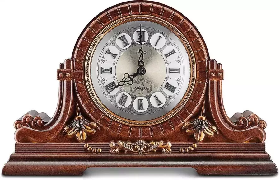 Decodyne Schoorsteenklok met Romeinse cijfers tafel Klok antiek design faux hout