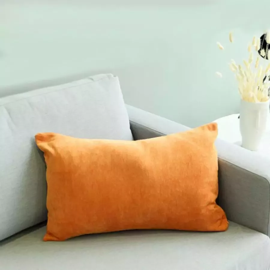 DecoHome Alicante Velours Collectie sierkussen – Orange- 40x60 cm – Gevuld – Polyester – Decoratie – Bank – Woonkamer Kussenhoes