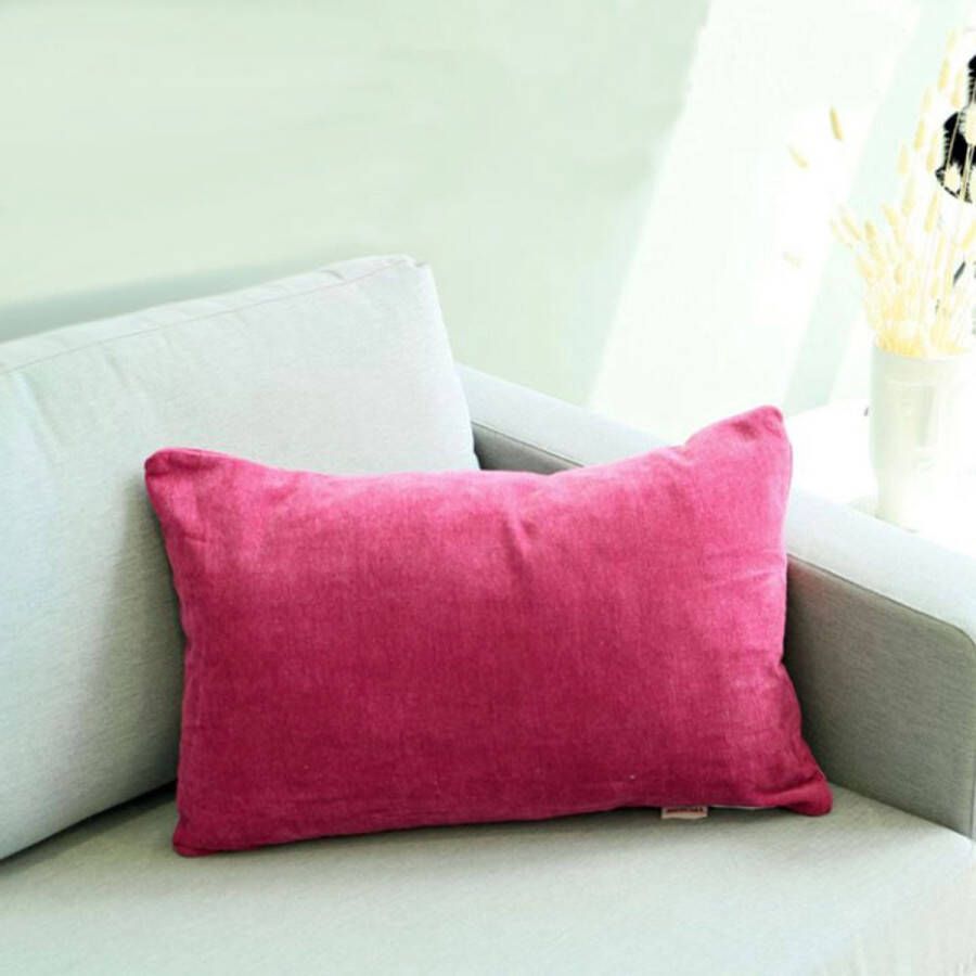 DecoHome Sevilla Chenille Collectie sierkussen – Fuchsia- 40x60 cm – Gevuld – Polyester – Decoratie – Bank – Woonkamer Kussenhoes