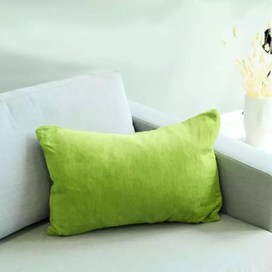 DecoHome Sevilla Chenille Collectie sierkussen – Groen- 40x60 cm – Gevuld – Polyester – Decoratie – Bank – Woonkamer Kussenhoes