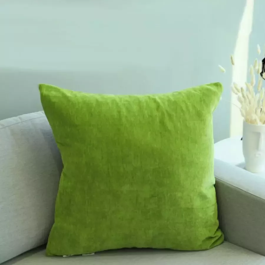 DecoHome Sevilla Chenille Collectie sierkussen – Groen- 60x60 cm – Gevuld – Polyester – Decoratie – Bank – Woonkamer Kussenhoes