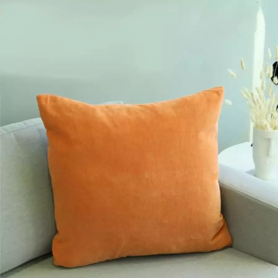 DecoHome Sevilla Chenille Collectie sierkussen – Oranje- 60x60 cm – Gevuld – Polyester – Decoratie – Bank – Woonkamer Kussenhoes