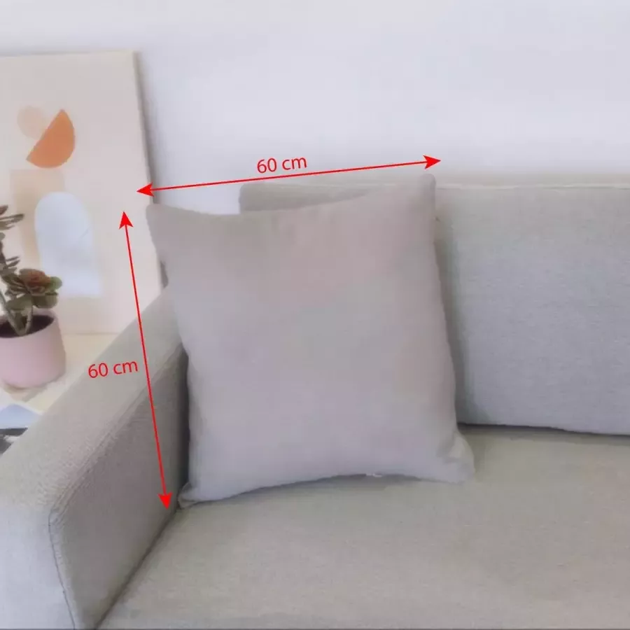 DecoHome Zaragoza collectie sierkussen – Grijs 60x60 cm – Gevuld – Polyester – Decoratie – Bank – Woonkamer Kussenhoes