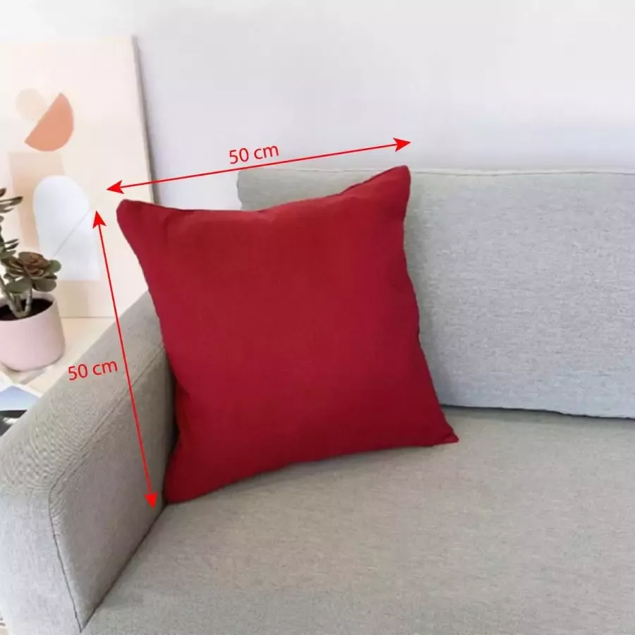 DecoHome Zaragoza collectie sierkussen – Rood – 50x50 cm – Gevuld – Polyester – Decoratie – Bank – Woonkamer Kussenhoes