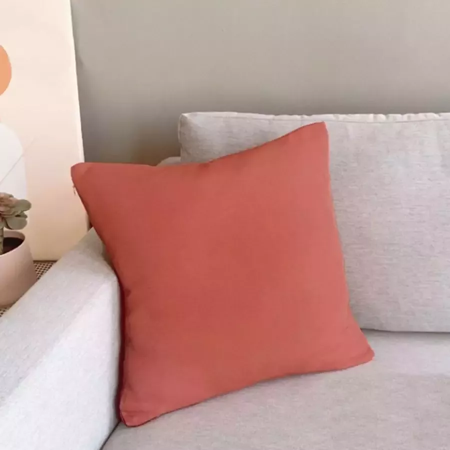 DecoHome Zaragoza collectie sierkussen – Terracotta Rood – 45x45 cm – Gevuld – Polyester – Decoratie – Bank – Woonkamer Kussenhoes