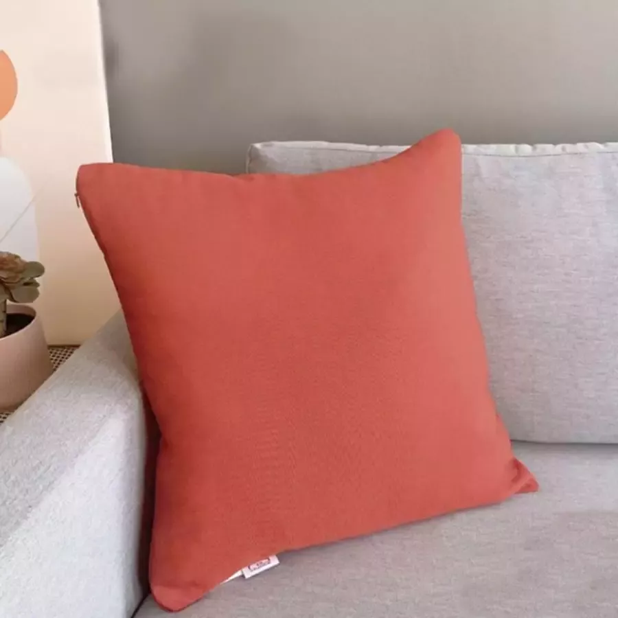 DecoHome Zaragoza collectie sierkussen – Terracotta Rood – 50x50 cm – Gevuld – Polyester – Decoratie – Bank – Woonkamer Kussenhoes