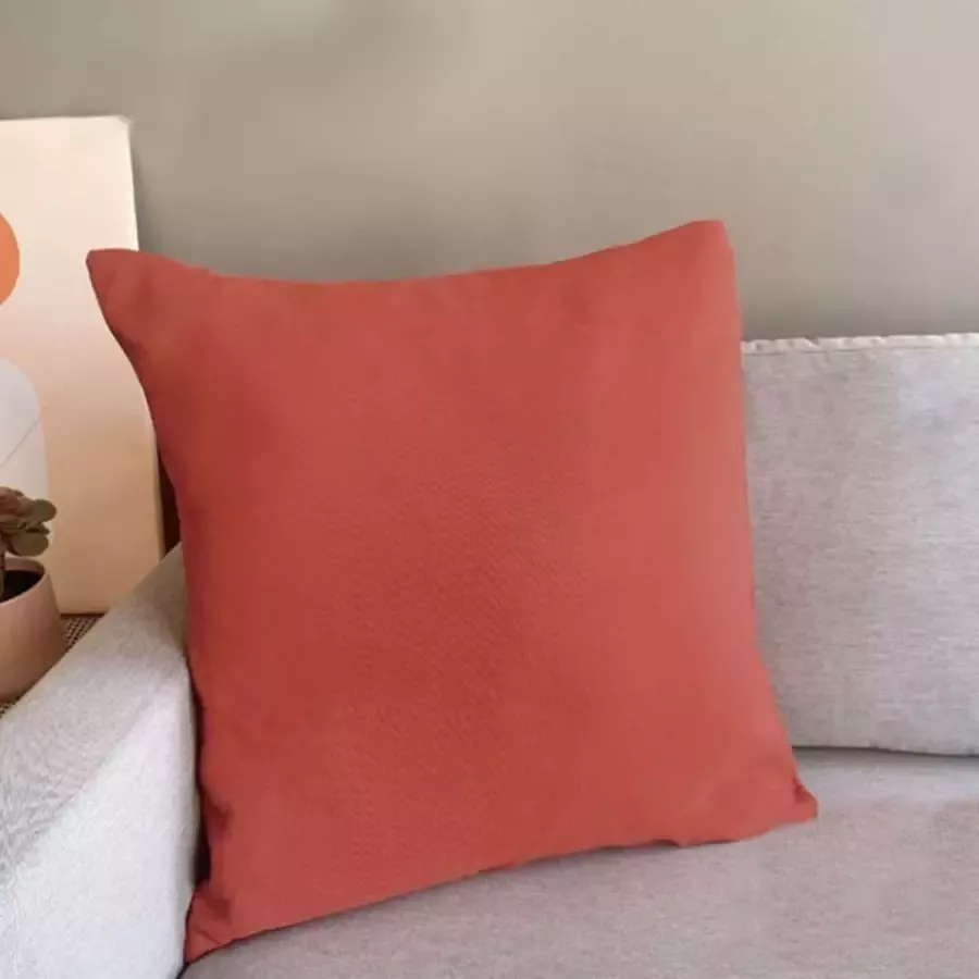 DecoHome Zaragoza collectie sierkussen – Terracotta Rood 60x60 cm – Gevuld – Polyester – Decoratie – Bank – Woonkamer Kussenhoes