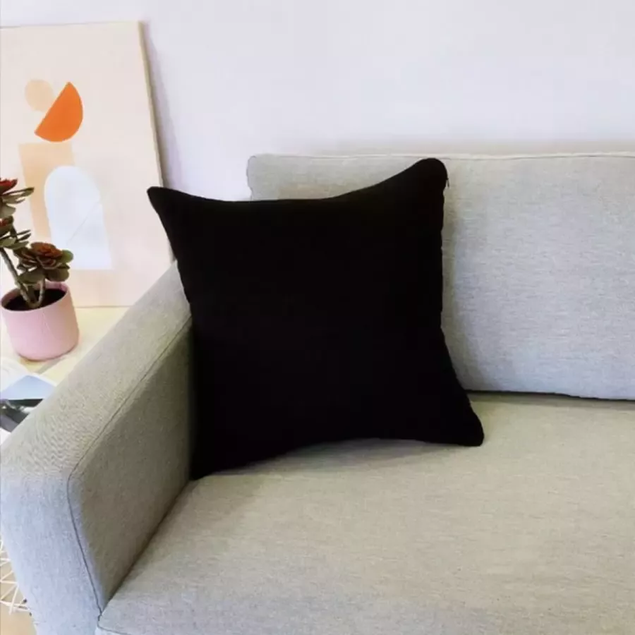 DecoHome Zaragoza collectie sierkussen – Zwart 60x60 cm – Gevuld – Polyester – Decoratie – Bank – Woonkamer Kussenhoes