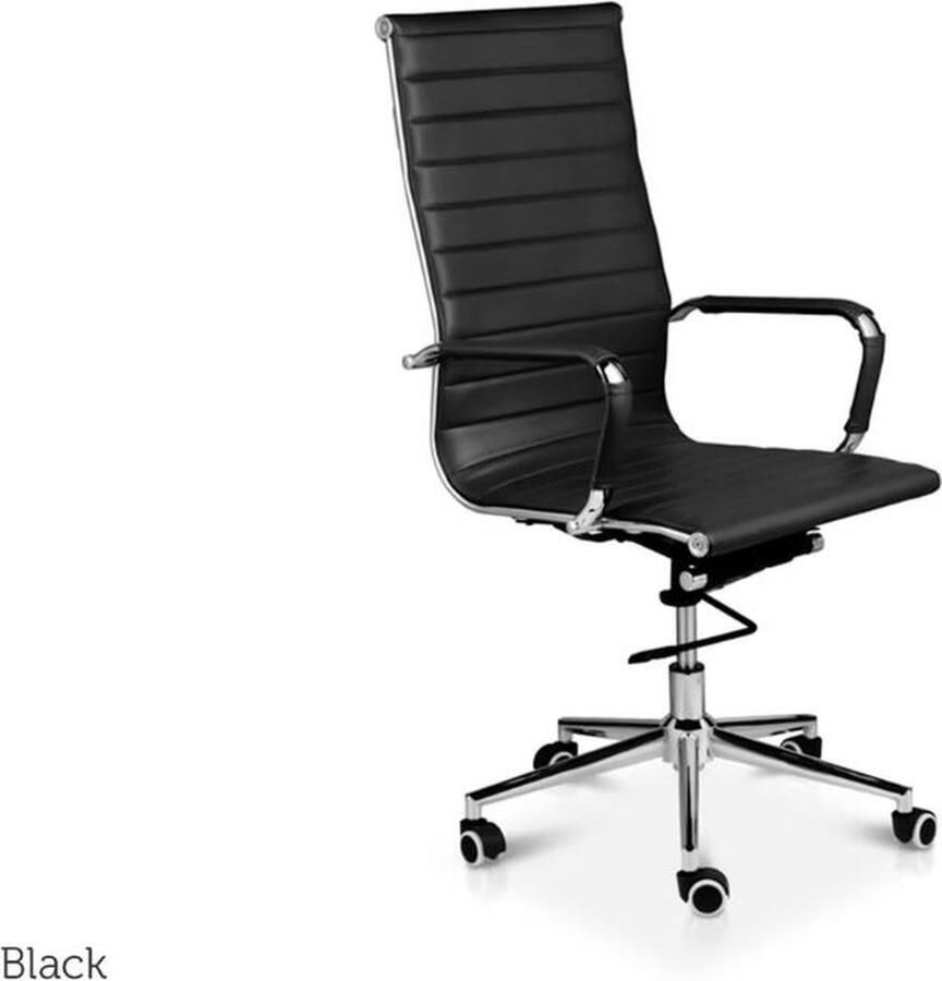 Deconic Bureaustoel Melbourne – Luxe Buffelleer & PU-Leren Zitting Verstelbare Ergonomische Stoel met Metalen Frame en Antislip Wielen Draagkracht tot 150 kg