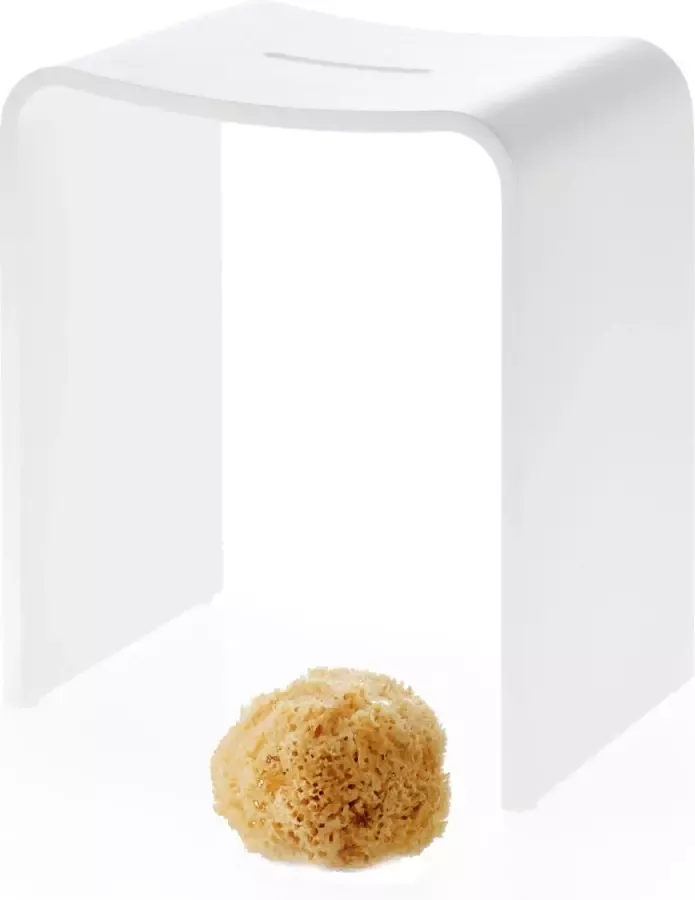 Decor Walther douchestoel tabouret STONE B40xH46cm composiet mat wit