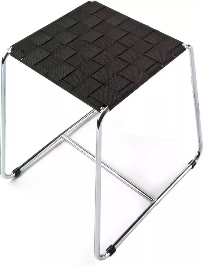 Decor Walther tabouret 46x40x45cm chroom basis zwarte zitting