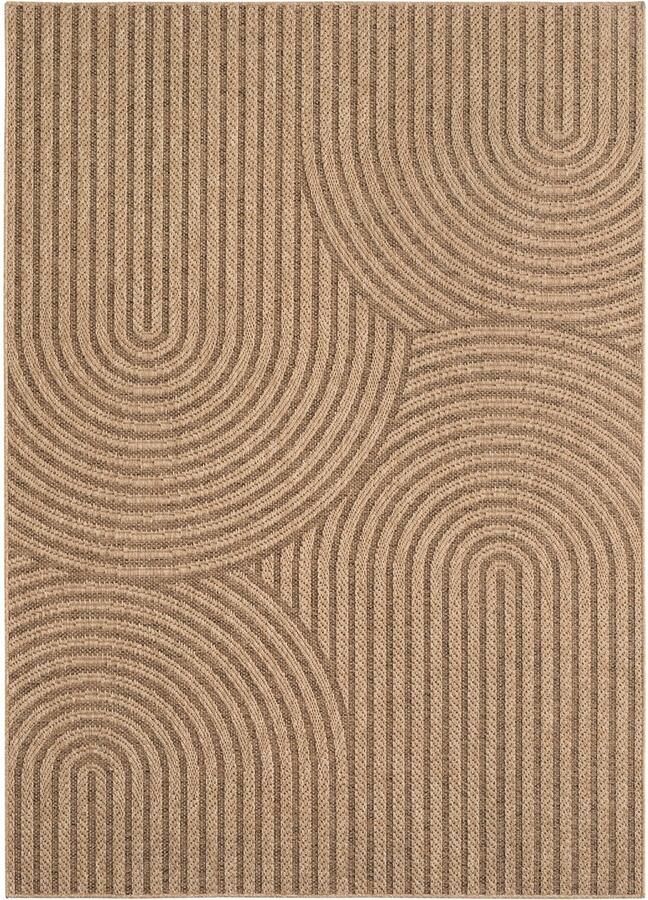 Dutch XXL Buitenkleed Timber Geometrisch Beige 160x230 cm Buitentapijt Tuintapijt