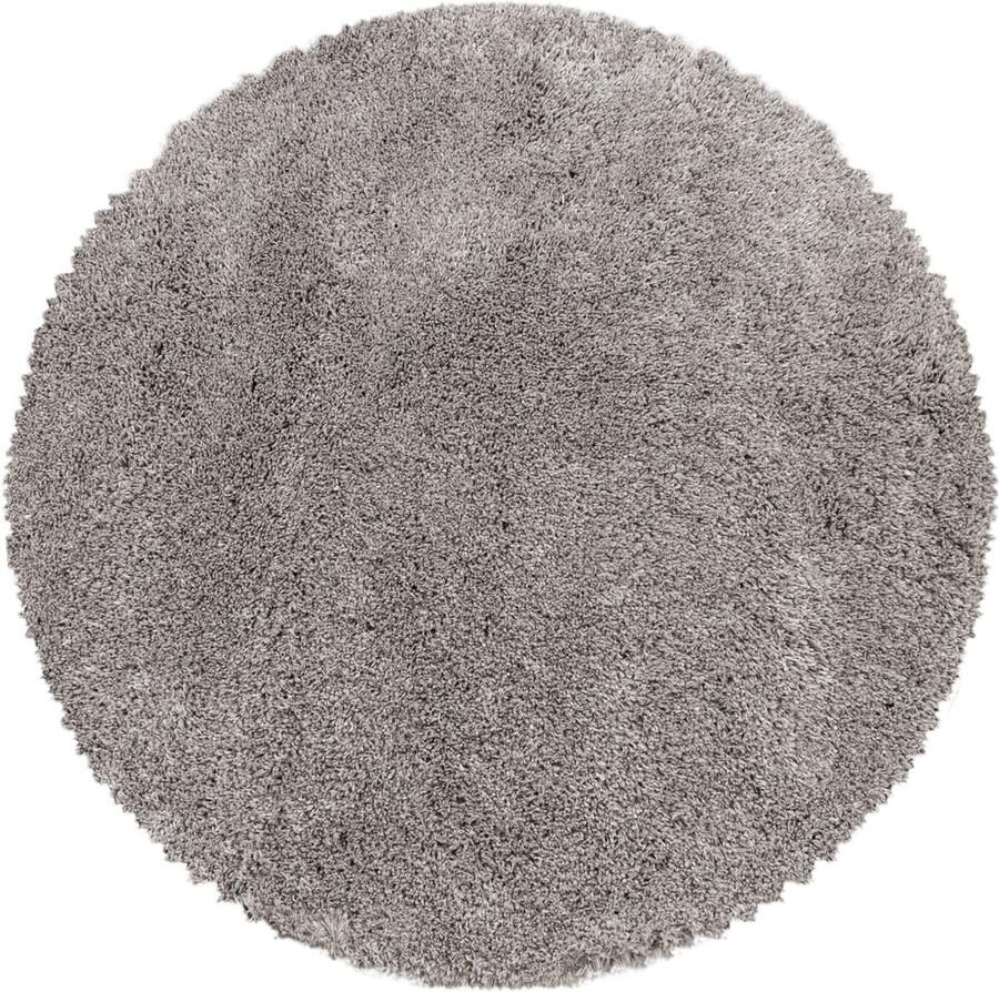 Decor24-AY Extra hoogpolig shaggy vloerkleed Fluffy rond beige 160x160 cm