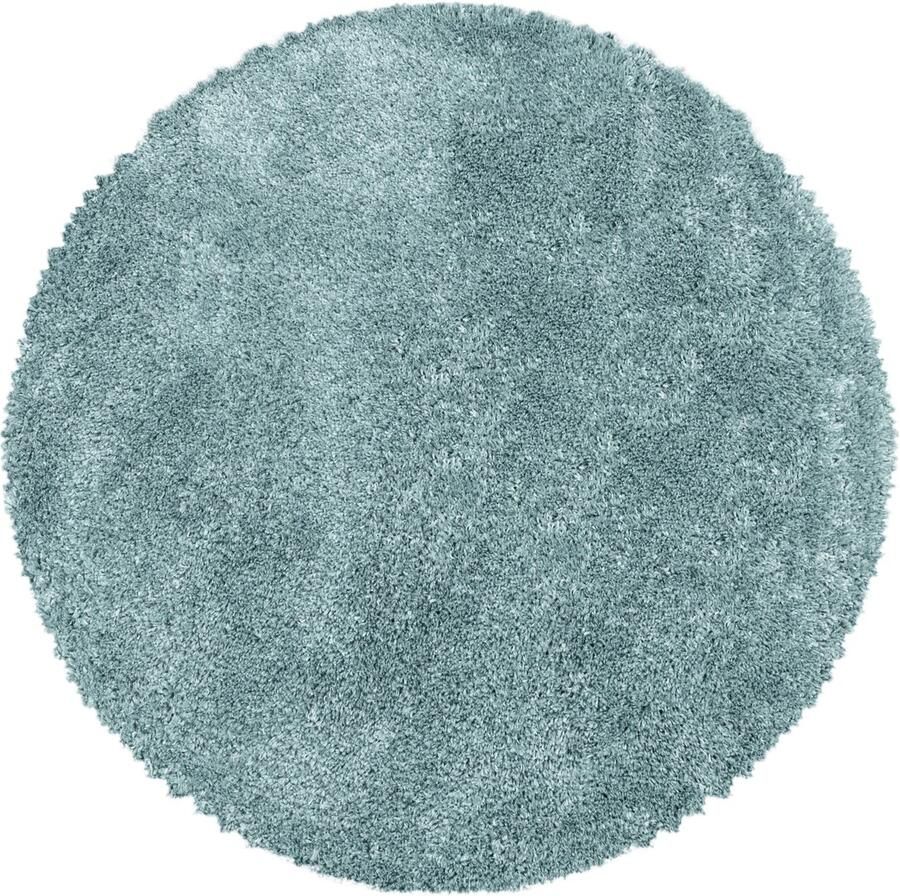 Decor24-AY Extra hoogpolig shaggy vloerkleed Fluffy rond blauw 200x200 cm