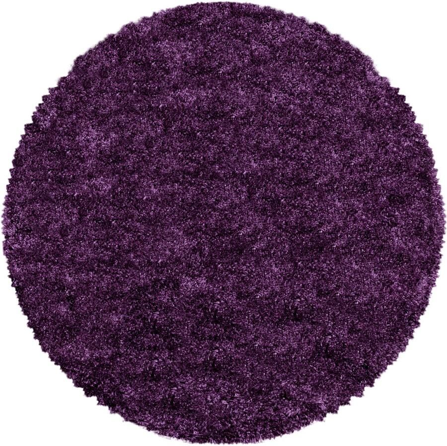 Decor24-AY Extra hoogpolig shaggy vloerkleed Fluffy rond lila 200x200 cm