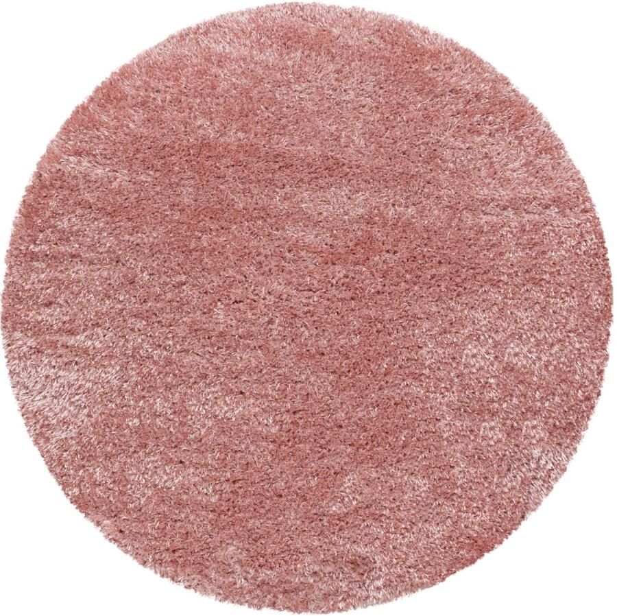 Decor24-AY Extra hoogpolig vloerkleed Brilliant rond rose 160x160 cm