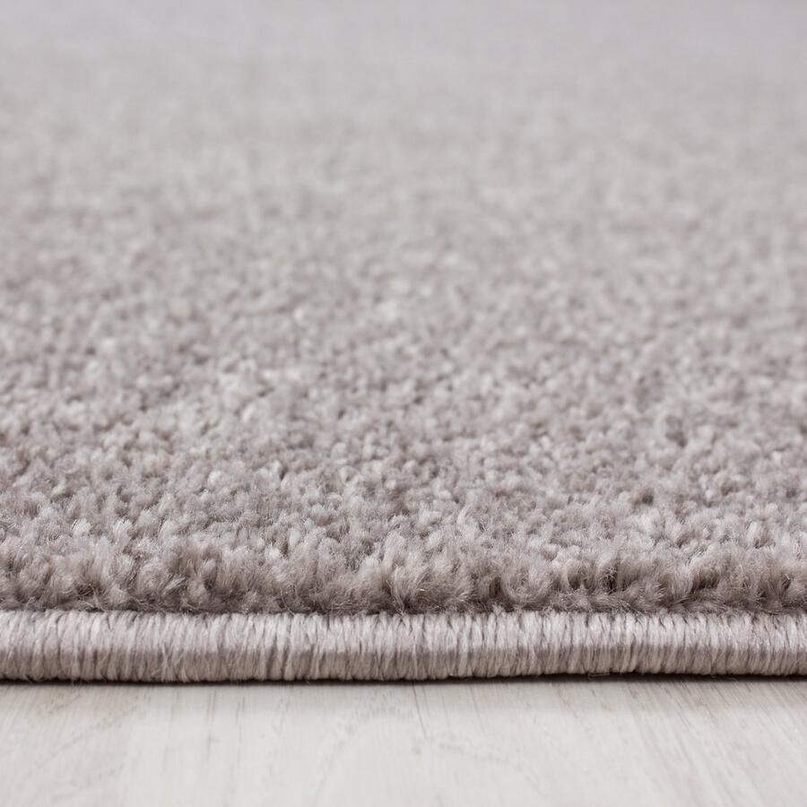 Decor24-AY Kortpolig vloerkleed effen kleur beige woonkamerkleed vilten achterkant afmeting: 160 cm rond - Foto 2