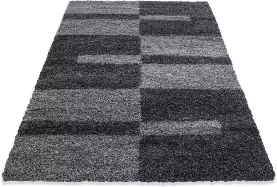 Decor24-AY Extra hoogpolig en modern vloerkleed Gala grijs 80x250 cm - Foto 1