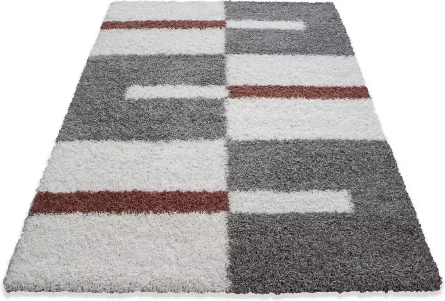 Decor24-AY Extra hoogpolig en modern vloerkleed Gala terra 160x230 cm - Foto 1